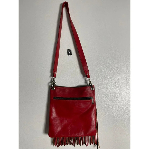 Leblu Boho Style Womens Leather Suede Shoulder Crossbody Bag Red - Picture 2 of 13